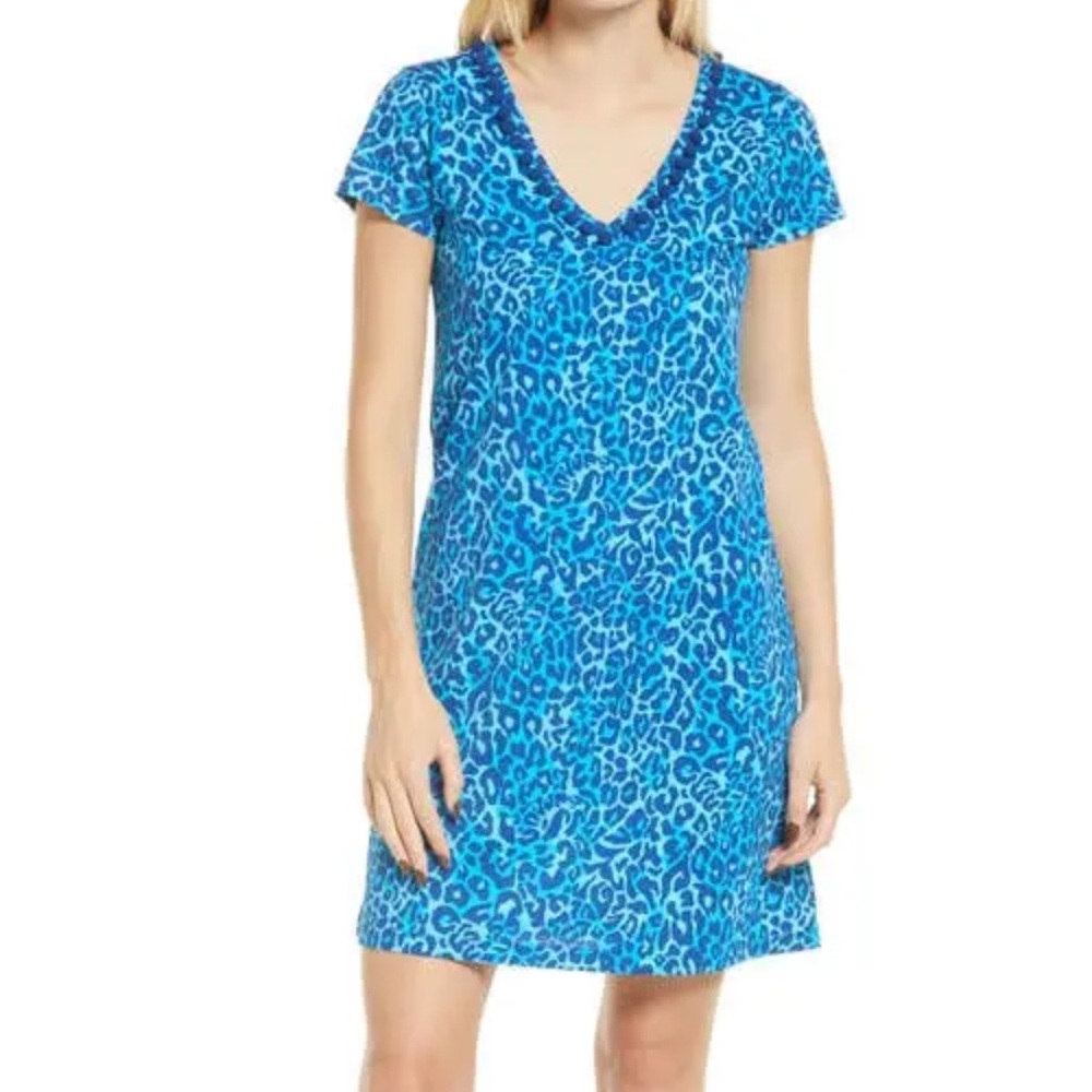 Lilly Pulitzer Etta V-Neck T-Shirt dress in Oyster Bay navy print